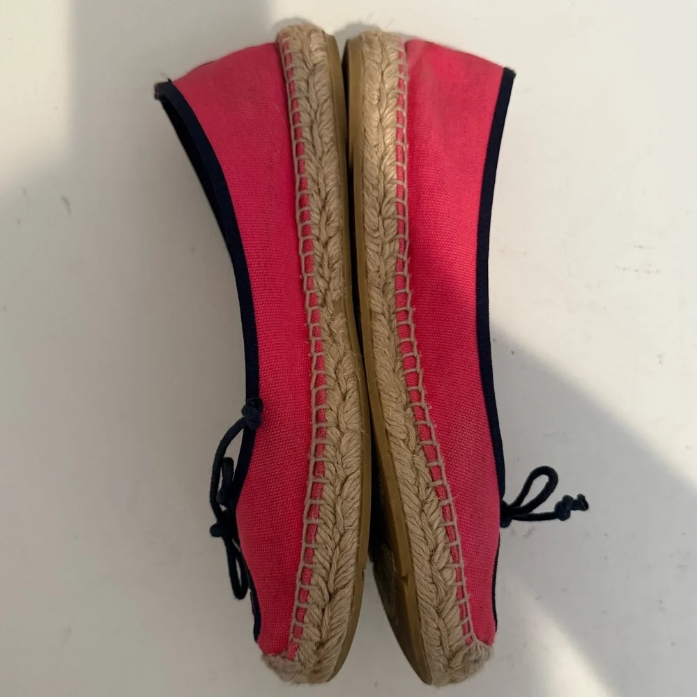 TORY BURCH Ballet Espadrilles in Lipstick Pink and Navy Blue Flats Size 6